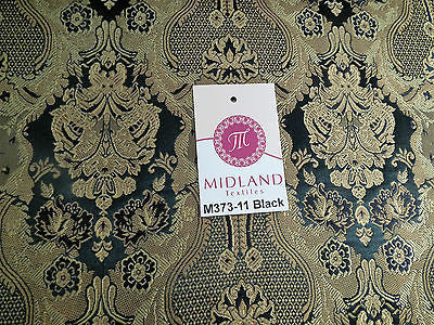 Indian Banarsi Gold Metallic Ornamental floral brocade fabric M373 Mtex 40' wide - Midland Textiles & Fabric
