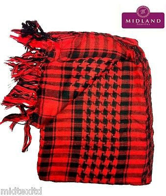 Cotton Checkered Arab Keffiyeh Shemagh Arafat Scarf Stole Neck Wrap M14 Mtex - Midland Textiles & Fabric