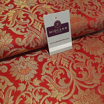 Indian Floral gold metallic banarsi brocade faux silk fabric 44' Wide M692 - Midland Textiles & Fabric