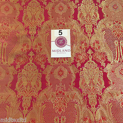 Indian Banarsi Gold Metallic Ornamental floral brocade fabric M373 Mtex 40' wide - Midland Textiles & Fabric