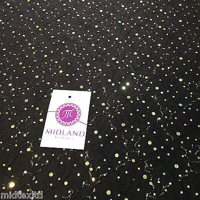 Crochet Stretch Lace Fabric with Silver sequins 58' M73 Mtex Brown or Black - Midland Textiles & Fabric