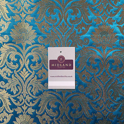 Indian Floral gold metallic banarsi brocade faux silk fabric 44' Wide M692 - Midland Textiles & Fabric