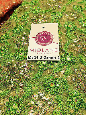 Indian Floral Intricate sequin embroidered Tulle net dress fabric 40" Wide M131 - Midland Textiles & Fabric