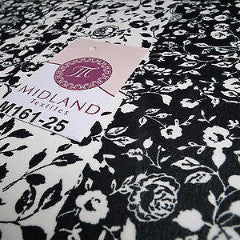 Black and white floral Vertical Striped Chiffon Fabric 44" wide M161-25 Mtex - Midland Textiles & Fabric