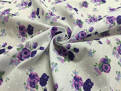 Vintage Floral Rose Spotted Print Poly Cotton Fabric 44' Wide M356 Mtex - Midland Textiles & Fabric