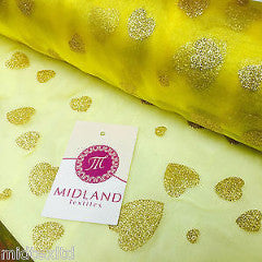 100% Polyester Organza, Flocked lurex heart design 58" wide width fabric M113 - Midland Textiles & Fabric