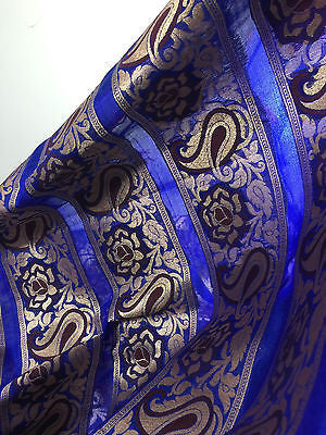 Pure Silk Indian Banarsi Floral Woven Golden Metallic Brocade 45' M260 Mtex - Midland Textiles & Fabric