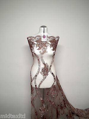 EMBROIDERY SCALLOPED FLORAL TULLE NET LACE BRIDAL DRESS FABRIC M231 - Midland Textiles & Fabric