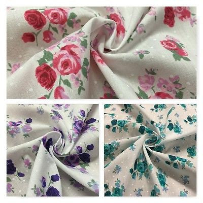 Vintage Floral Rose Spotted Print Poly Cotton Fabric 44" Wide M356 Mtex - Midland Textiles & Fabric