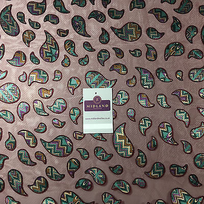 Maroon Paisley Lightweight burnout chiffon dress scarf fabric 58' M145-60 Mtex - Midland Textiles & Fabric