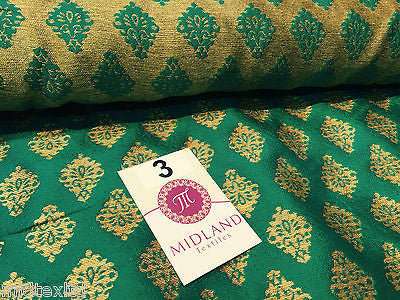 Indian Gold paisley flower banarsi metallic brocade fabric 44' M390 Mtex - Midland Textiles & Fabric