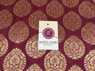 Pure Silk Indian Banarsi Floral Woven Golden Metallic Brocade 45' M260 Mtex - Midland Textiles & Fabric