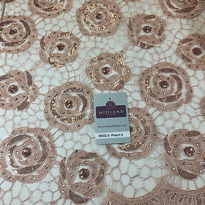 Vintage embellished Mesh net Double scalloped edging Dress Fabric 58' Wide M622 - Midland Textiles & Fabric