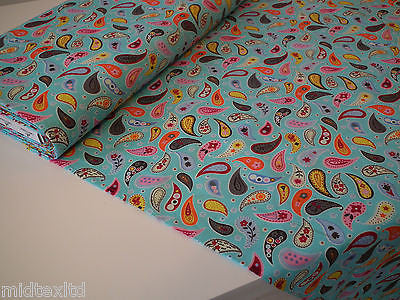 Paisley Print 100% Cotton Poplin Fabric, 45" Craft Cotton Wide M25 Mtex - Midland Textiles & Fabric