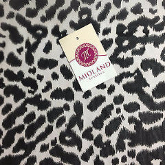 White and Black animal leopard print semi transparent chiffon 44' M161-17 Mtex - Midland Textiles & Fabric