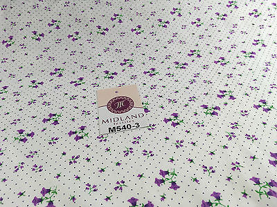 Floral vintage small dot print on white Polycotton fabric 45' Wide M540 Mtex - Midland Textiles & Fabric