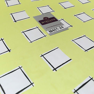 Light Lemon and white check light chiffon High Street Fabric 58' M401-24 Mtex - Midland Textiles & Fabric