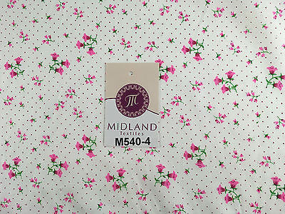 Floral vintage small dot print on white Polycotton fabric 45' Wide M540 Mtex - Midland Textiles & Fabric