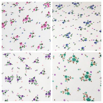 Ditsy Floral Printed on white Super Soft Polycotton Fabric 45