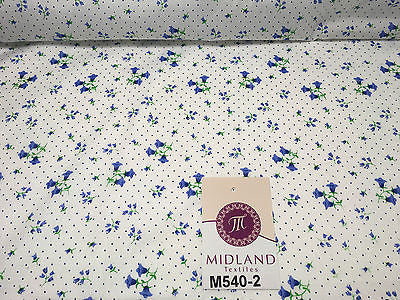 Floral vintage small dot print on white Polycotton fabric 45' Wide M540 Mtex - Midland Textiles & Fabric