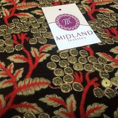 Micro Velvet Antique Gold Sequins With Anchor Gold Embroidery 36" M46 Mtex - Midland Textiles & Fabric