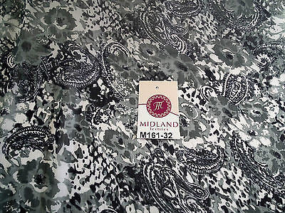 Cloud Grey Paisley printed chiffon fabric 44' wide M161-32 Mtex - Midland Textiles & Fabric