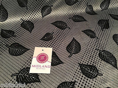 Leaf Print Spandex Velvet Sequinned - 2 way stretch Fabric-58' M16-16 Mtex - Midland Textiles & Fabric