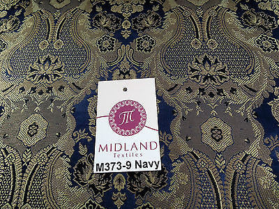 Indian Banarsi Gold Metallic Ornamental floral brocade fabric M373 Mtex 40' wide - Midland Textiles & Fabric