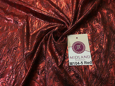 Lame Corduroy Paisley Embossed Foil 1 way stretch Fabric 58