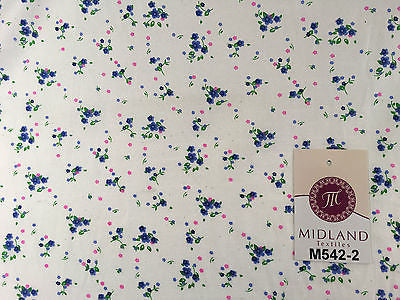Ditsy Floral Printed on white Super Soft Polycotton Fabric 45' Wide M542 Mtex - Midland Textiles & Fabric