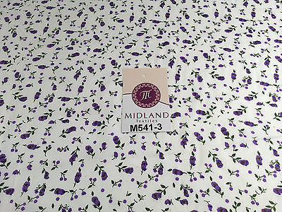 Small Floral Print on white soft polycotton dress Fabric 45' Wide M541 Mtex - Midland Textiles & Fabric