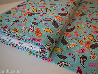 Paisley Print 100% Cotton Poplin Fabric, 45' Craft Cotton Wide M25 Mtex - Midland Textiles & Fabric