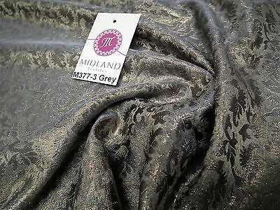 Indian  Floral Gold Metallic faux silk banarsi Brocade 44' Wide M377 - Midland Textiles & Fabric