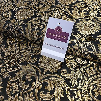 Indian Floral gold metallic banarsi brocade faux silk fabric 44' Wide M692 - Midland Textiles & Fabric
