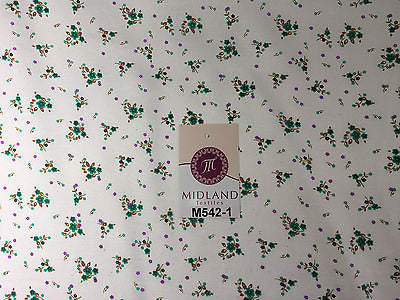 Ditsy Floral Printed on white Super Soft Polycotton Fabric 45