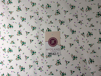 Ditsy Floral Printed on white Super Soft Polycotton Fabric 45" Wide M542 Mtex - Midland Textiles & Fabric