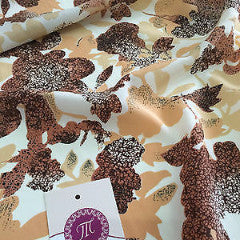 Beige And Brown Leaf Print  Crepe Fabric Dressmaking Fabric M145-8 Mtex - Midland Textiles & Fabric