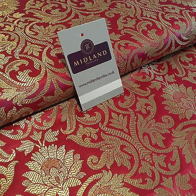 Indian Floral gold metallic banarsi brocade faux silk fabric 44' Wide M692 - Midland Textiles & Fabric