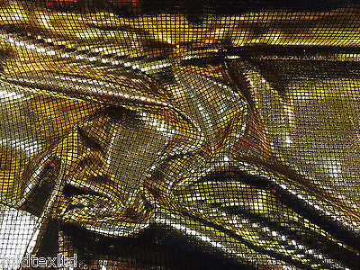 SHIMMER LAME FOIL FABRIC ON BLACK JERCEY STRETCHY WITH CHECK EFFECT 60