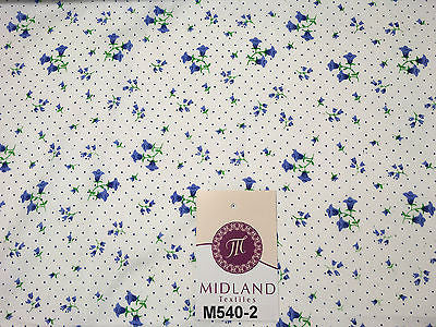 Floral vintage small dot print on white Polycotton fabric 45' Wide M540 Mtex - Midland Textiles & Fabric