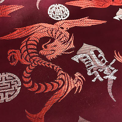 Chinese Dragon with Chinese Words brocade Silky Satin dress fabric 45' M395 Mtex - Midland Textiles & Fabric