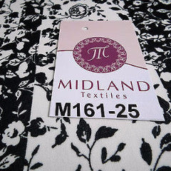 Black and white floral Vertical Striped Chiffon Fabric 44' wide M161-25 Mtex - Midland Textiles & Fabric