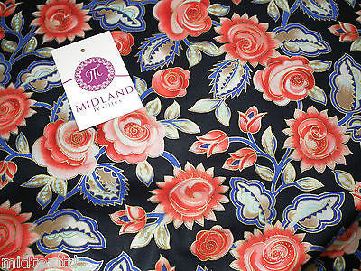 Rose Design With Gold Foil 100% Cotton Lawn Dress fabric 58' wide  M273 Mtex - Midland Textiles & Fabric