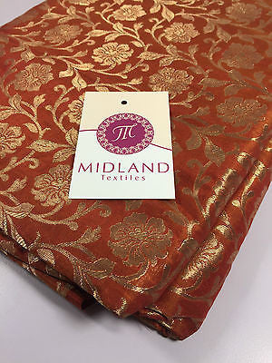 Pure Silk Indian Banarsi Floral Woven Golden Metallic Brocade 45' M260 Mtex - Midland Textiles & Fabric