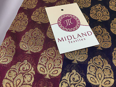 Pure Silk Indian Banarsi Floral Woven Golden Metallic Brocade 45' M260 Mtex - Midland Textiles & Fabric