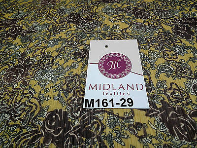 Mustard floral printed crinkle chiffon chiffon Fabric 44' wide M161-29 Mtex - Midland Textiles & Fabric