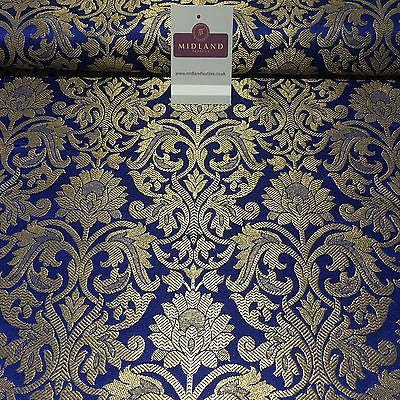 Indian Floral gold metallic banarsi brocade faux silk fabric 44" Wide M692 - Midland Textiles & Fabric