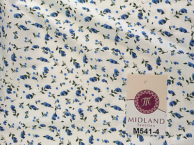 Small Floral Print on white soft polycotton dress Fabric 45' Wide M541 Mtex - Midland Textiles & Fabric