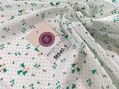 Floral vintage small dot print on white Polycotton fabric 45' Wide M540 Mtex - Midland Textiles & Fabric