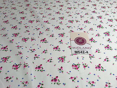 Ditsy Floral Printed on white Super Soft Polycotton Fabric 45